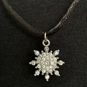 NWT Snowflake crystal pendant on nylon cord necklace by My Creations made by me